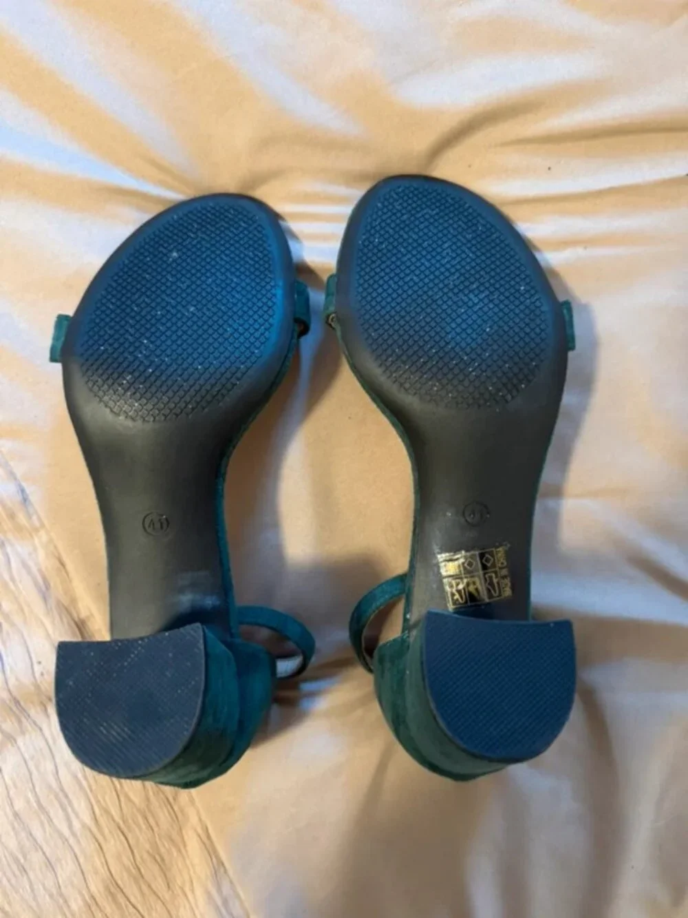 Green suede heels